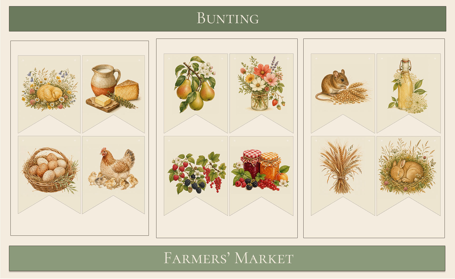 Printable Bunting Farmers' Market theme 2