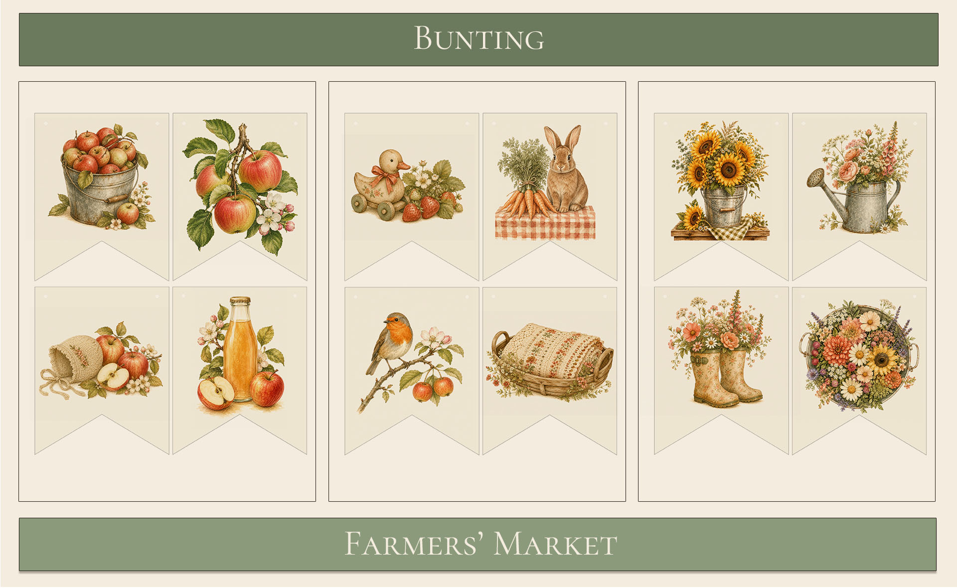 Printable Bunting Farmers' Market theme 3