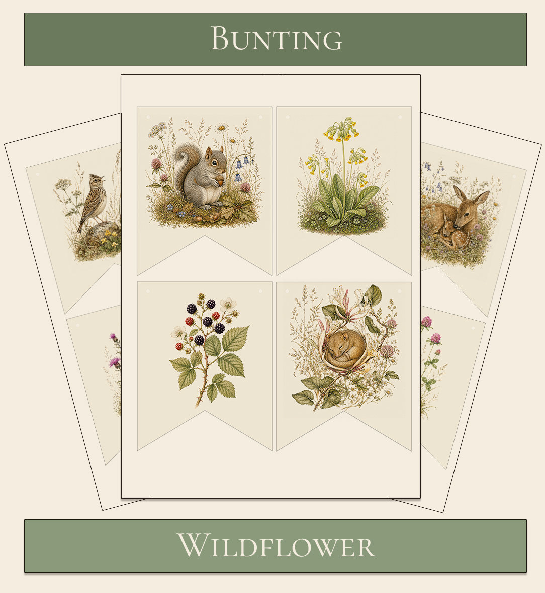Printable Bunting Wildflower theme 1