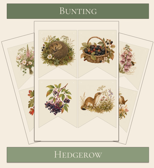 Printable Bunting British Hedgerow theme 3