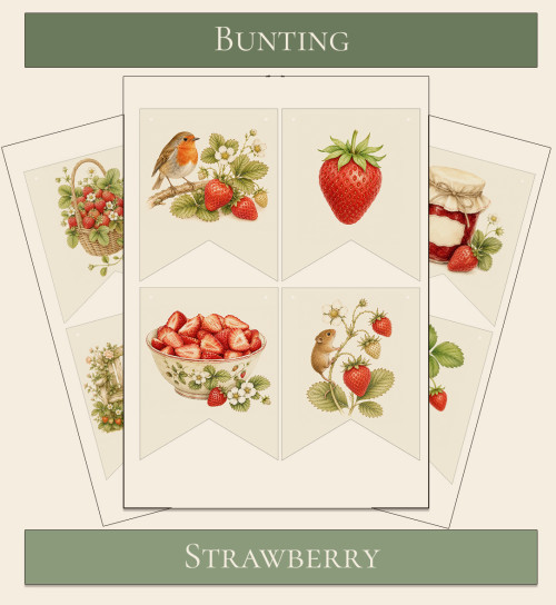 Printable Bunting Strawberry theme 1