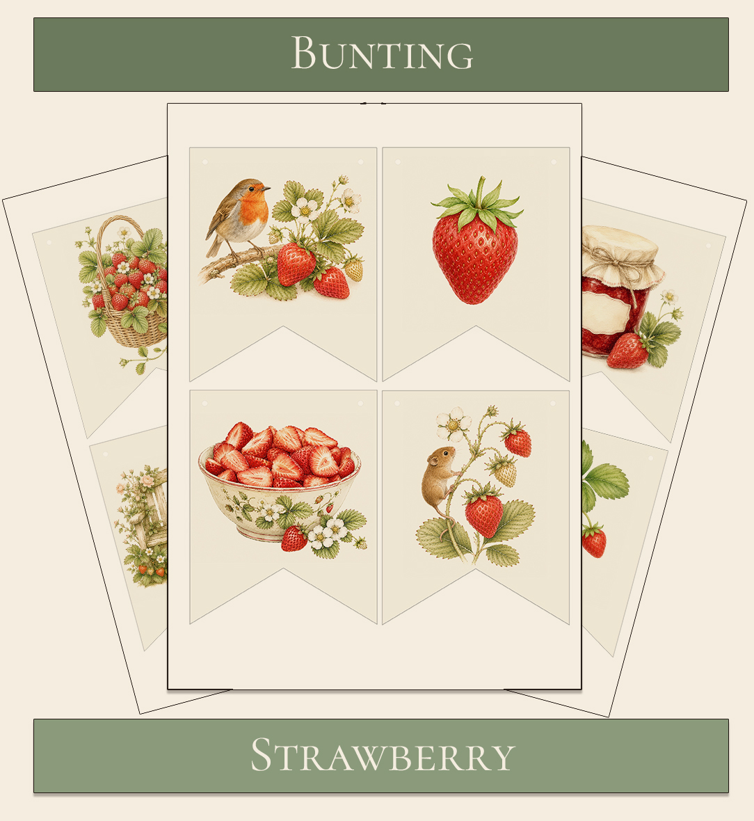 Printable Bunting Strawberry theme 1