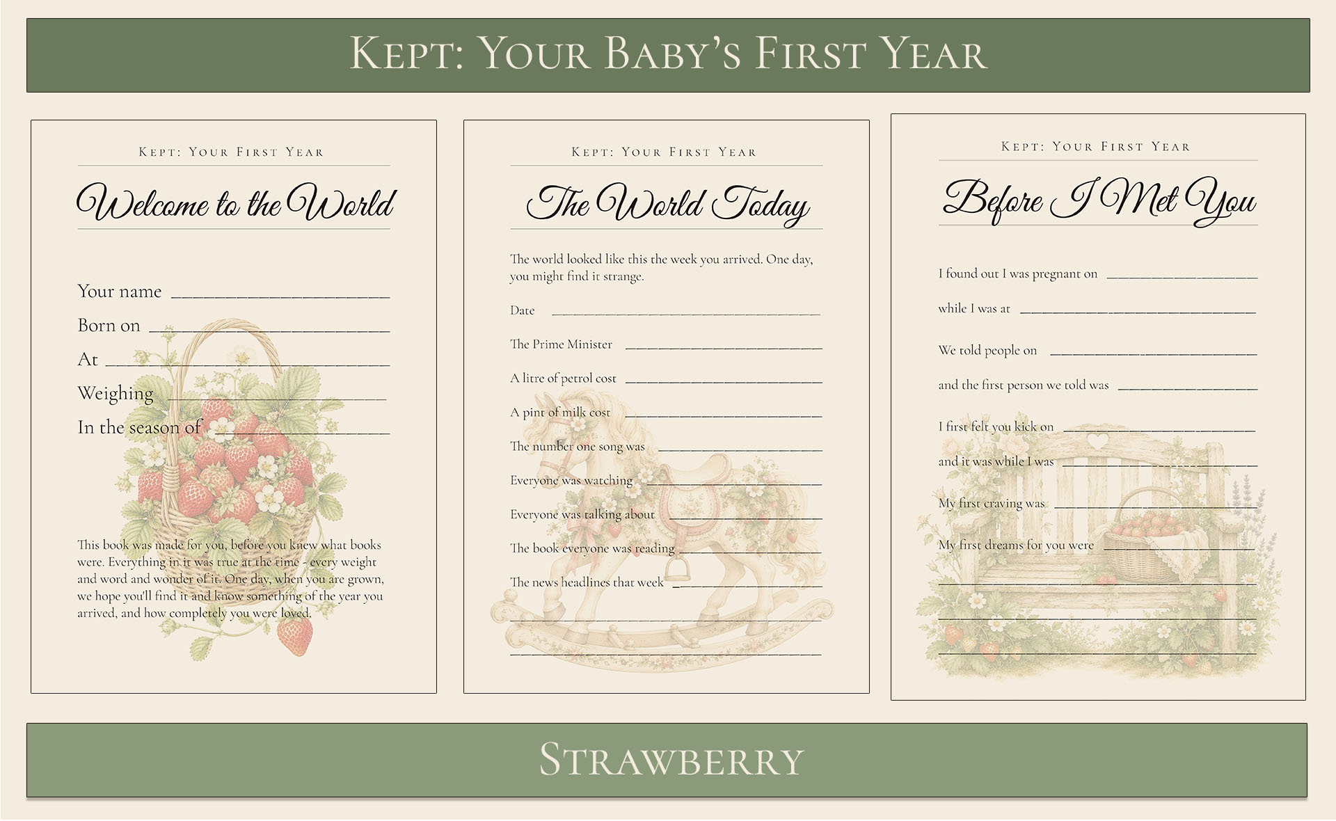 Your baby's first year keepsake strawberry themed 3
