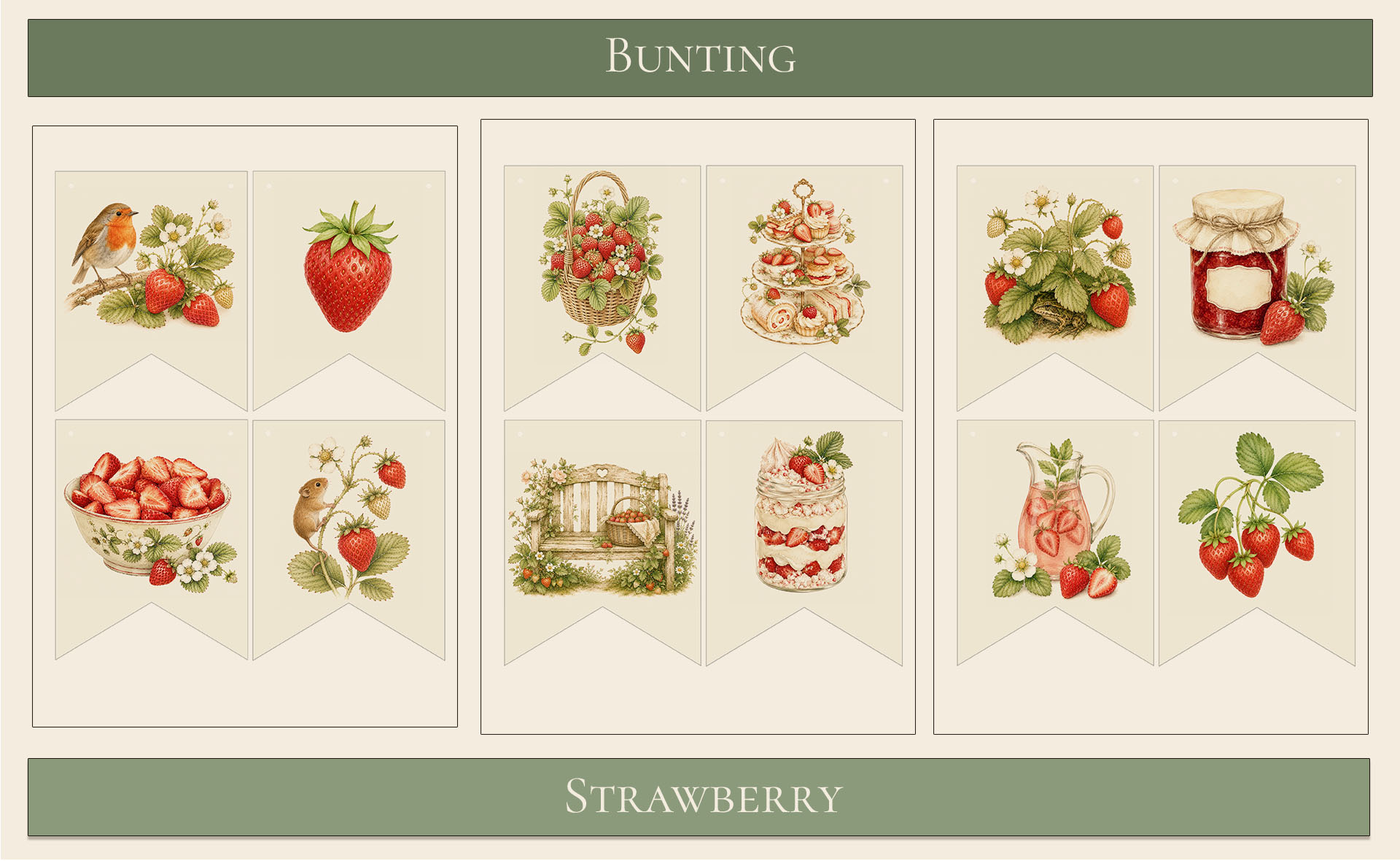 Printable Bunting Strawberry theme 2