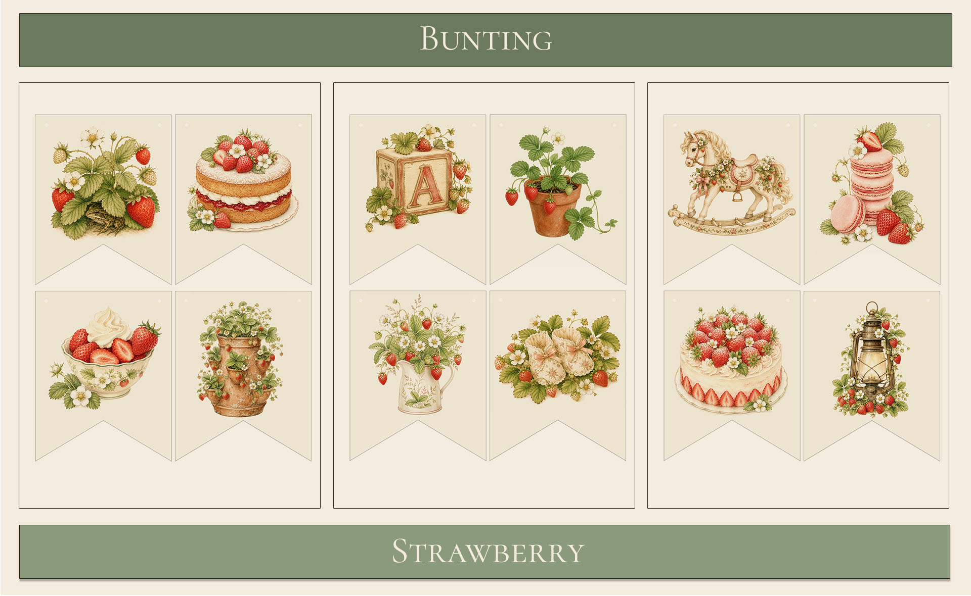Printable Bunting Strawberry theme 3