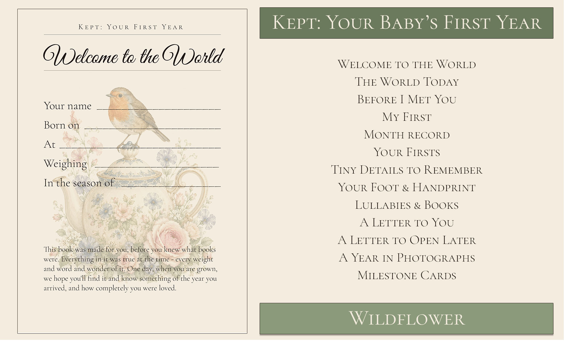 Your baby's first year keepsake wildflower themed 2