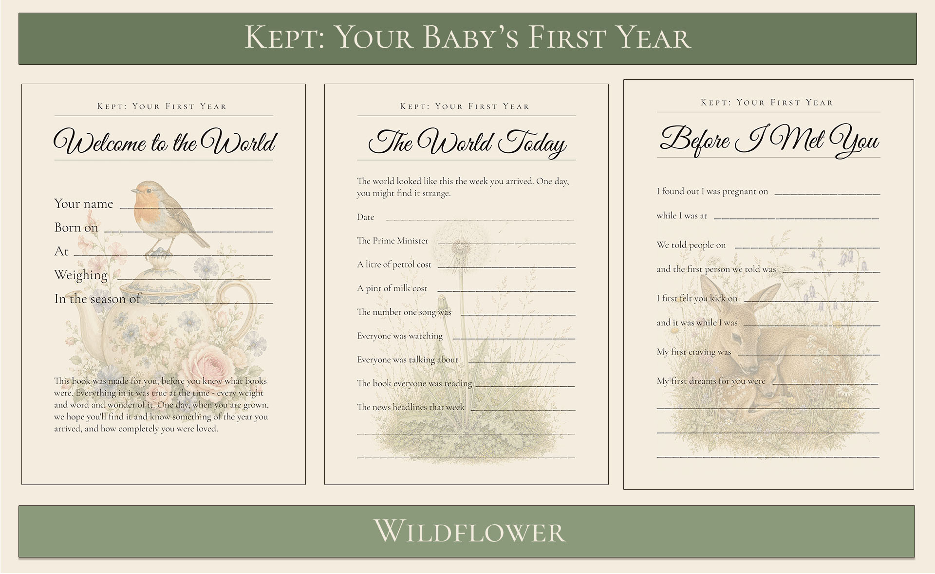 Your baby's first year keepsake wildflower themed 3