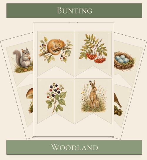 Printable Bunting British Woodland theme 1